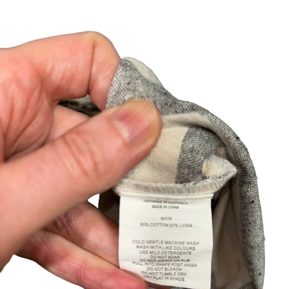 Linen Lux Women's M Medium T-Shirt Top Linen Blend Boxy Lagenlook Striped - Picture 7 of 7